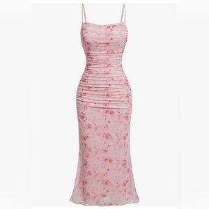 Bodycon pink floral dress
